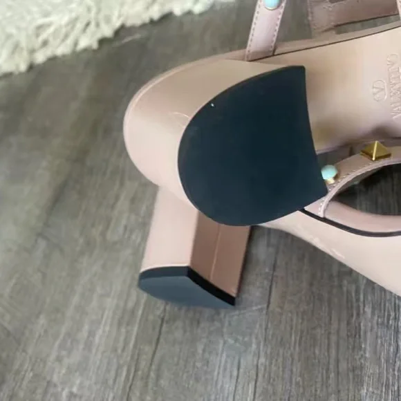 Valentino Women's Sandals with Gold and Turquoise Studs - Picture 5 of 9